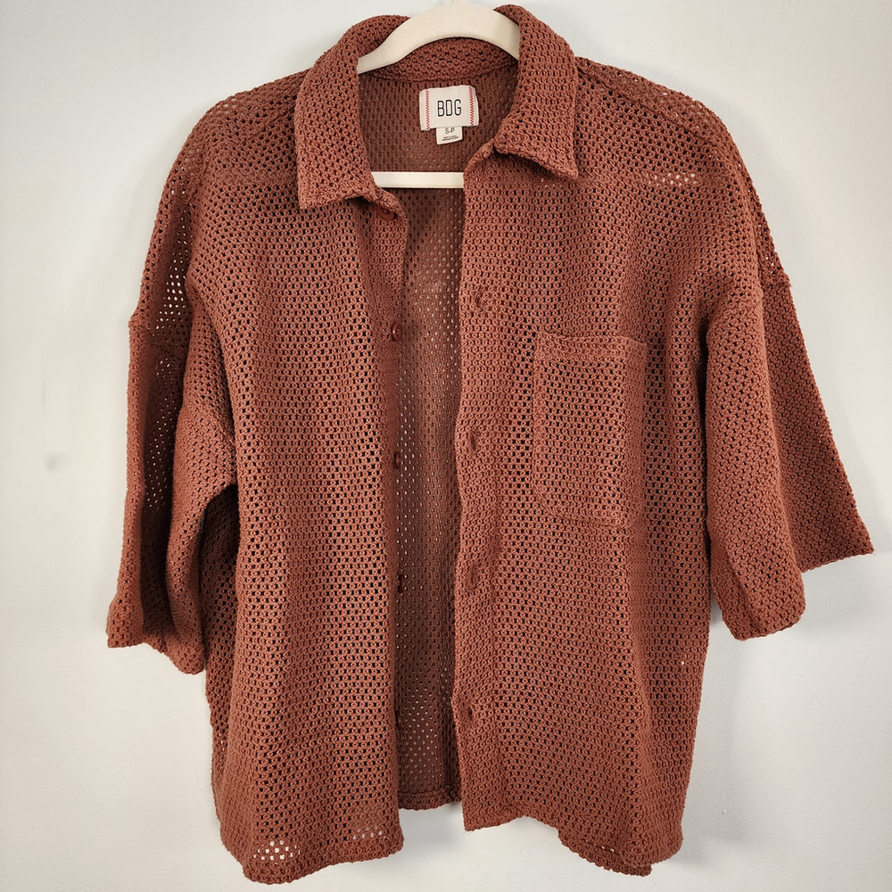 BDG Urban Outfitters Crochet Knit Button Down Shirt Small